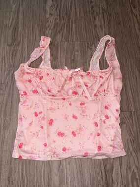 Pink Rose Pink Floral Lace-Trim Camisole